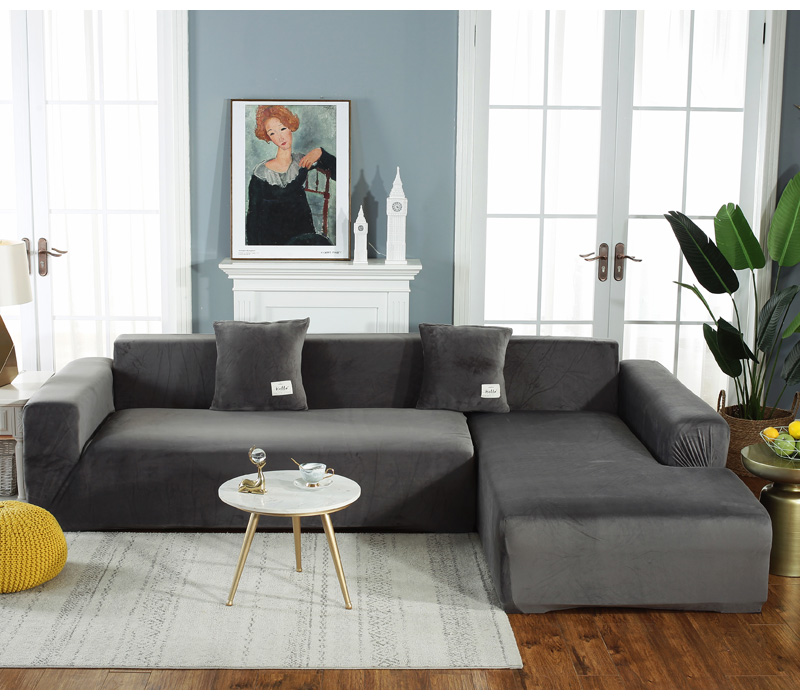 Plush Sofa Cover Velvet Elastic Leather Corner Sectional For Living Room Couch Covers Set Armchair Cover L Shape Seat Slipcovers