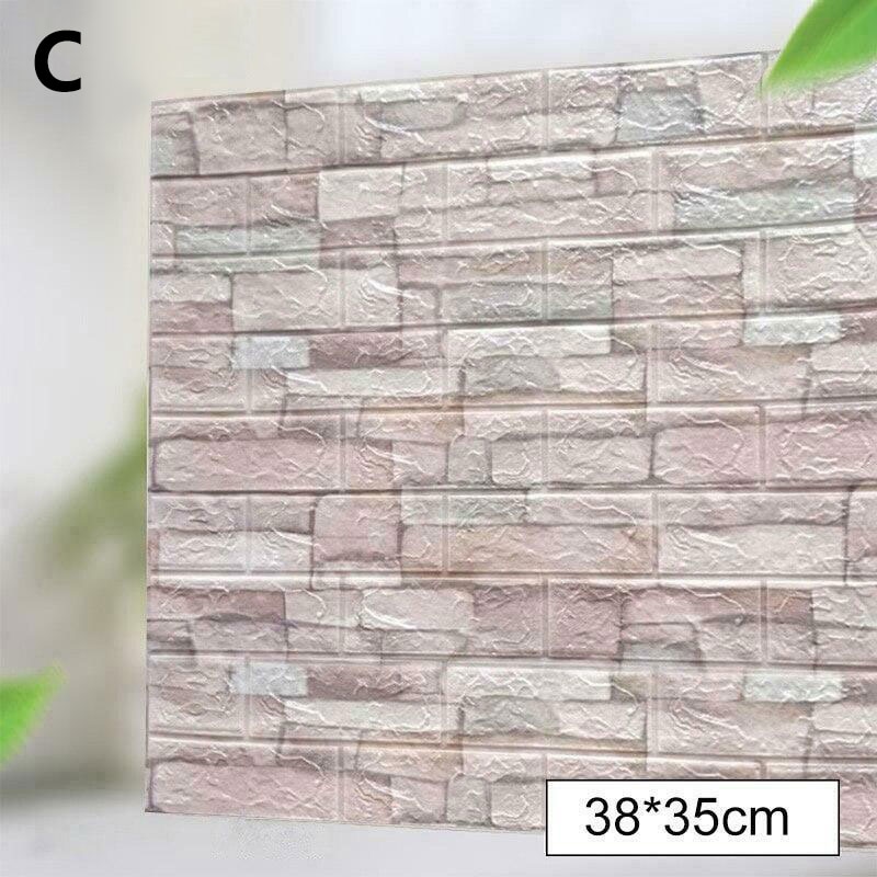 3D Three-dimensional Wall Sticker 35*38cm Living Room TV Background Wall Sticker Self-adhesive Brick Pattern Wallpaper
