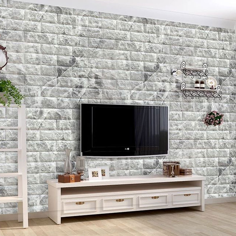3D Three-dimensional Wall Sticker 35*38cm Living Room TV Background Wall Sticker Self-adhesive Brick Pattern Wallpaper