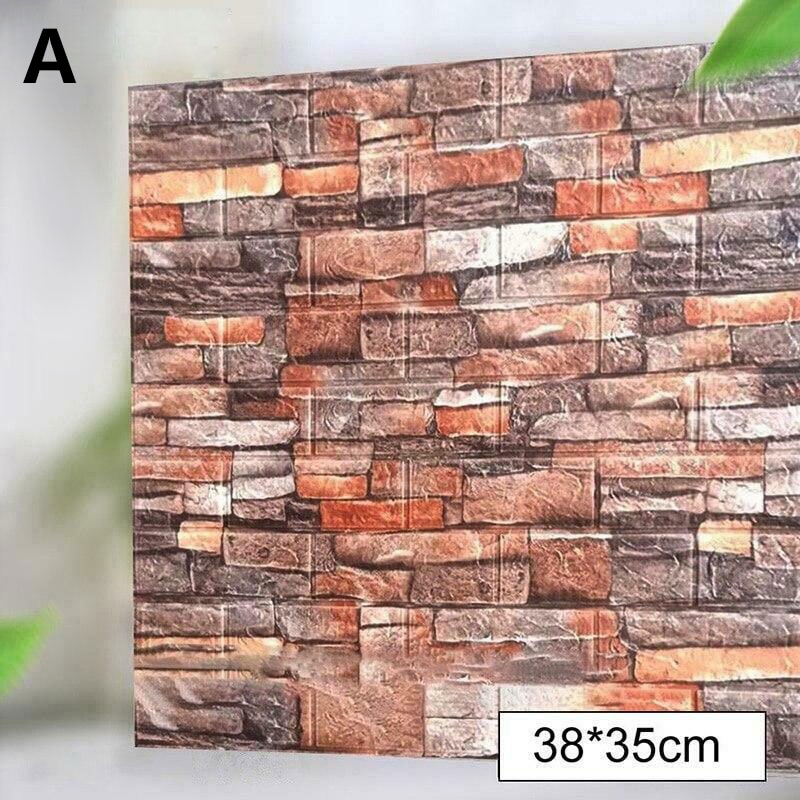 3D Three-dimensional Wall Sticker 35*38cm Living Room TV Background Wall Sticker Self-adhesive Brick Pattern Wallpaper