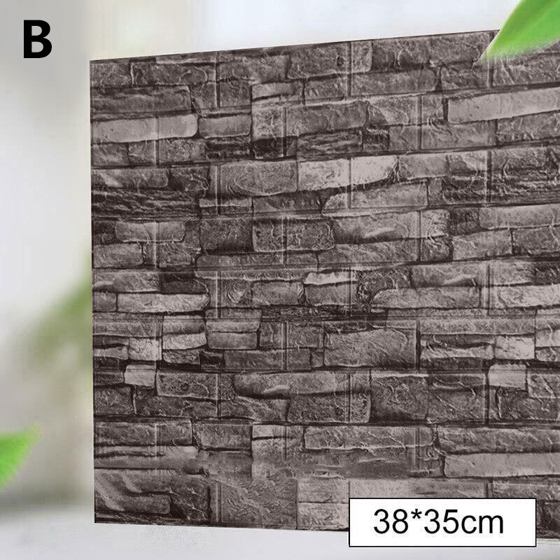 3D Three-dimensional Wall Sticker 35*38cm Living Room TV Background Wall Sticker Self-adhesive Brick Pattern Wallpaper