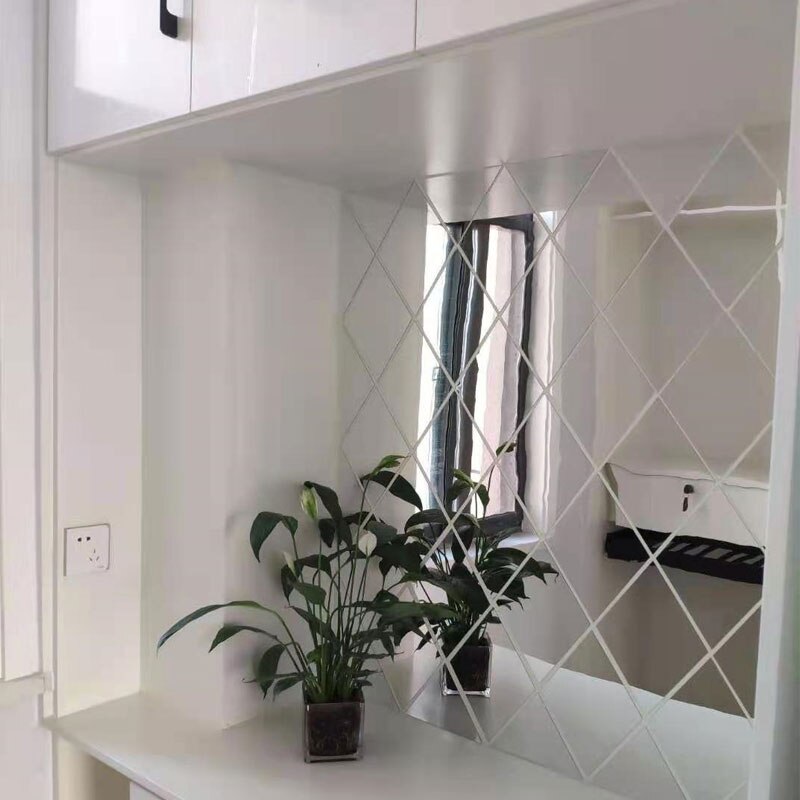 Diamonds 3D Mirror Stickers Acrylic Triangles Self-adhesive DIY Wall Mirror Stickers for Living Room Home Art Decor 17/32/58pcs