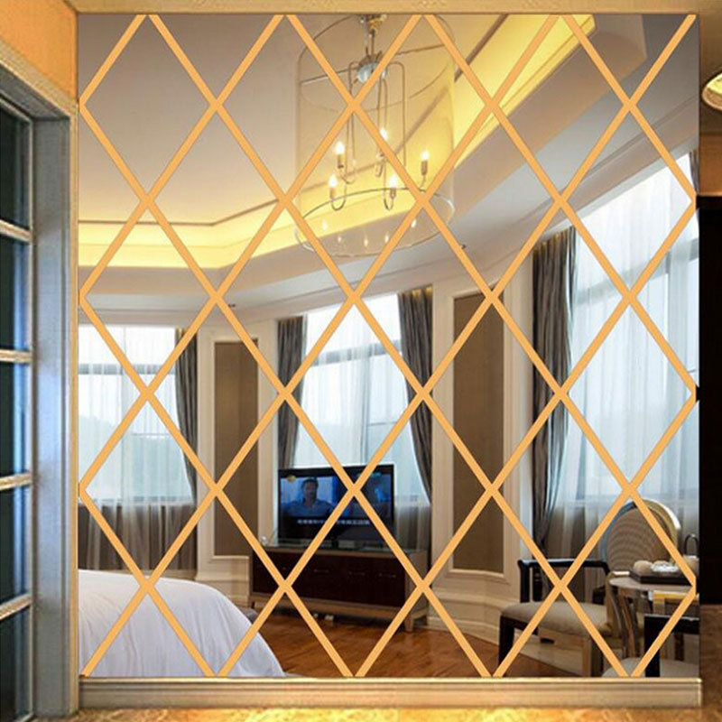 Diamonds 3D Mirror Stickers Acrylic Triangles Self-adhesive DIY Wall Mirror Stickers for Living Room Home Art Decor 17/32/58pcs