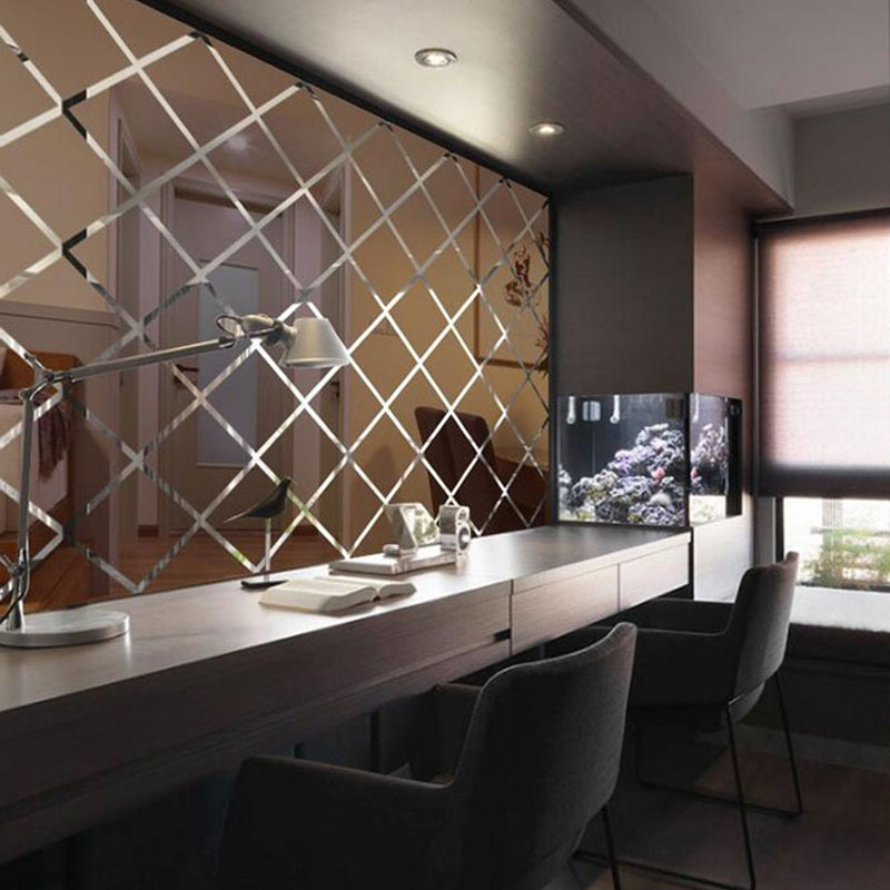 Diamonds 3D Mirror Stickers Acrylic Triangles Self-adhesive DIY Wall Mirror Stickers for Living Room Home Art Decor 17/32/58pcs