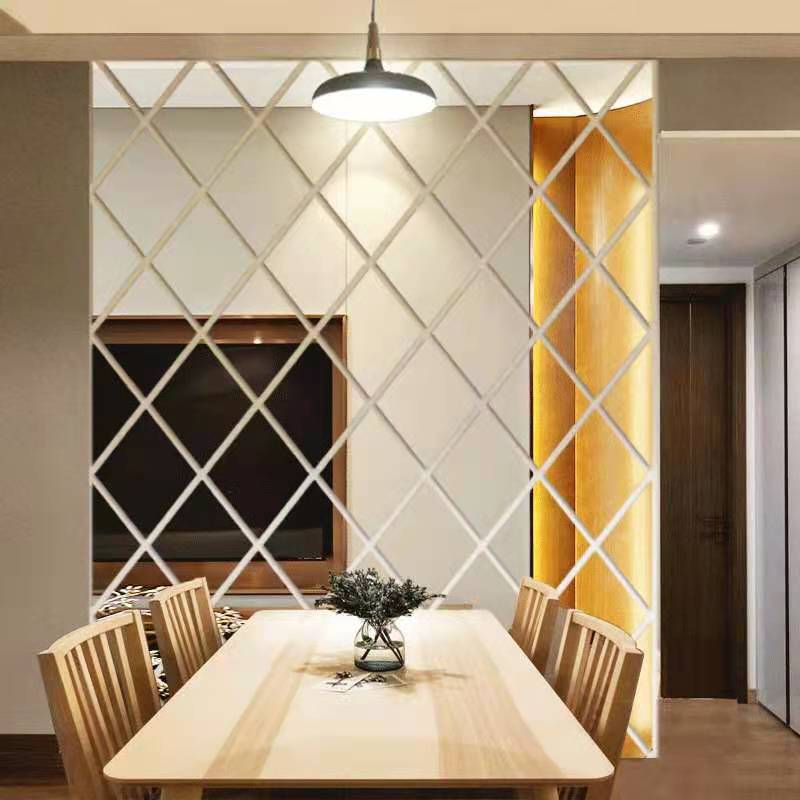 Diamonds 3D Mirror Stickers Acrylic Triangles Self-adhesive DIY Wall Mirror Stickers for Living Room Home Art Decor 17/32/58pcs