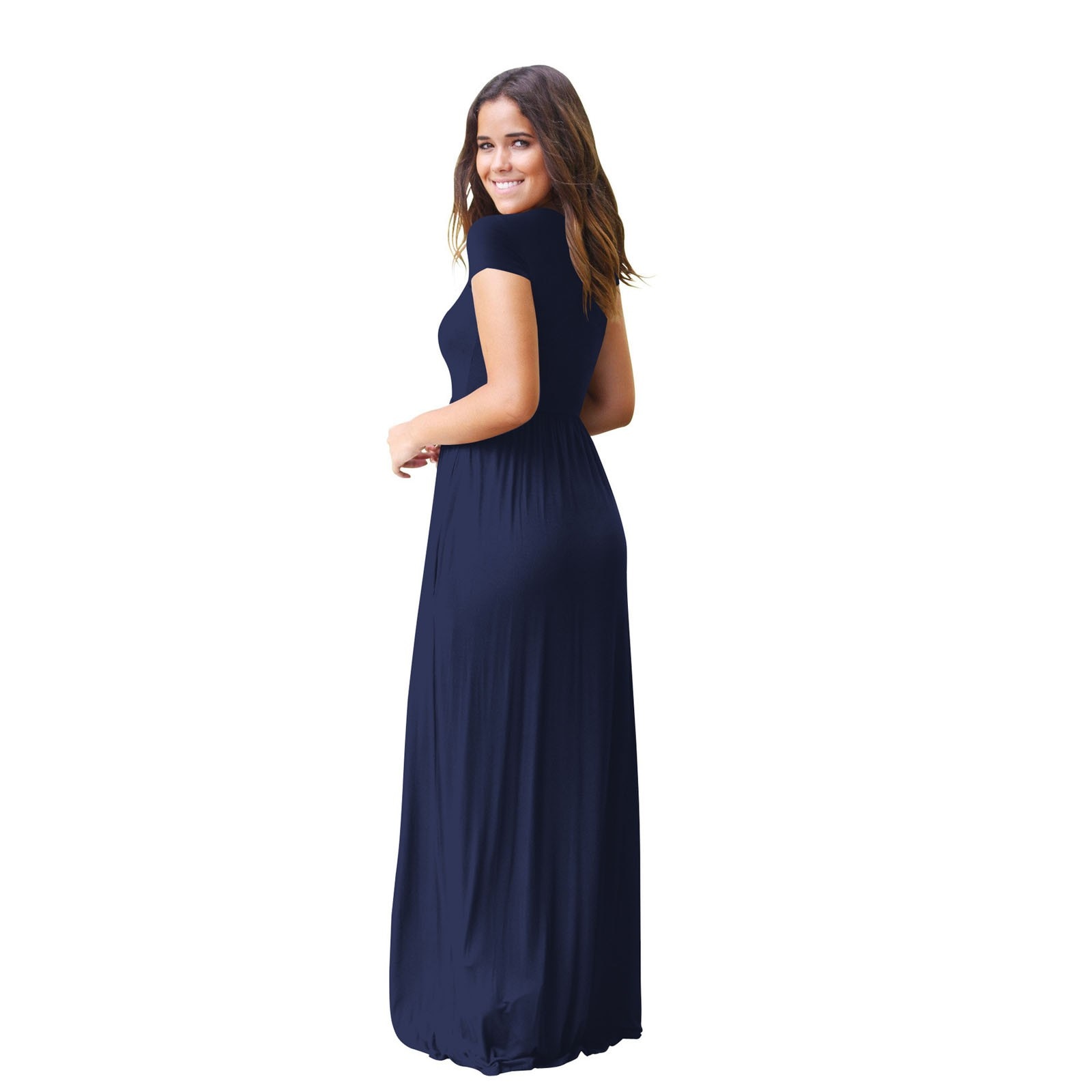Summer Women Solid Pockets Casual Maxi Dress Oversized Ladies Short Sleeve Loose Long Dresses платье рубашка женская 2021 Summer Women Solid Pockets Casual Maxi Dress Oversized Ladies Short Sleeve Loose Long Dresses платье рубашка женская 2021