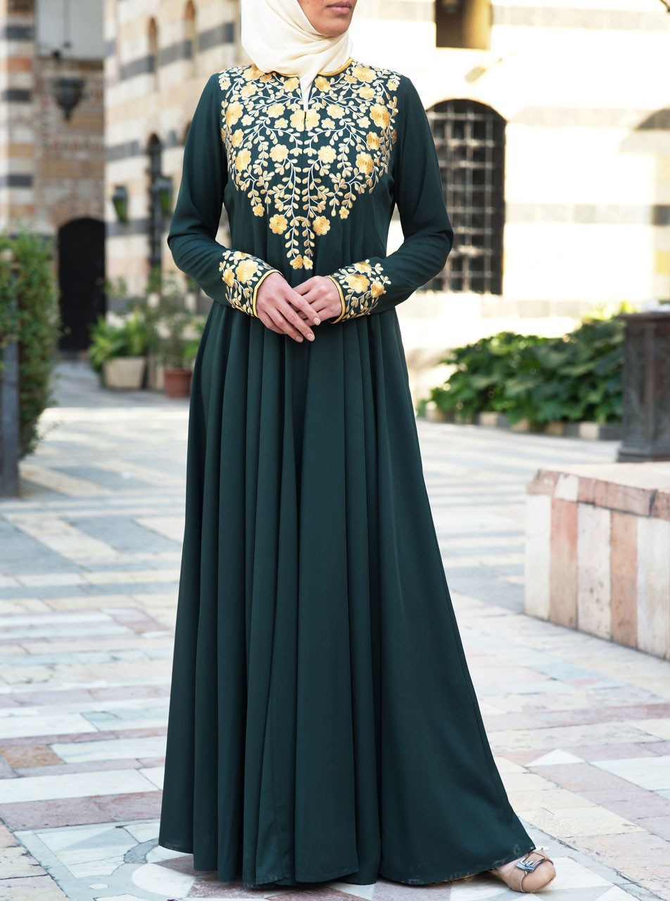 Islamic Clothing Muslim Hijab Dress Women National Wind Embroidered Long Sleeve Dress Robe Big Swing Party Dresses Plus Size 5xl