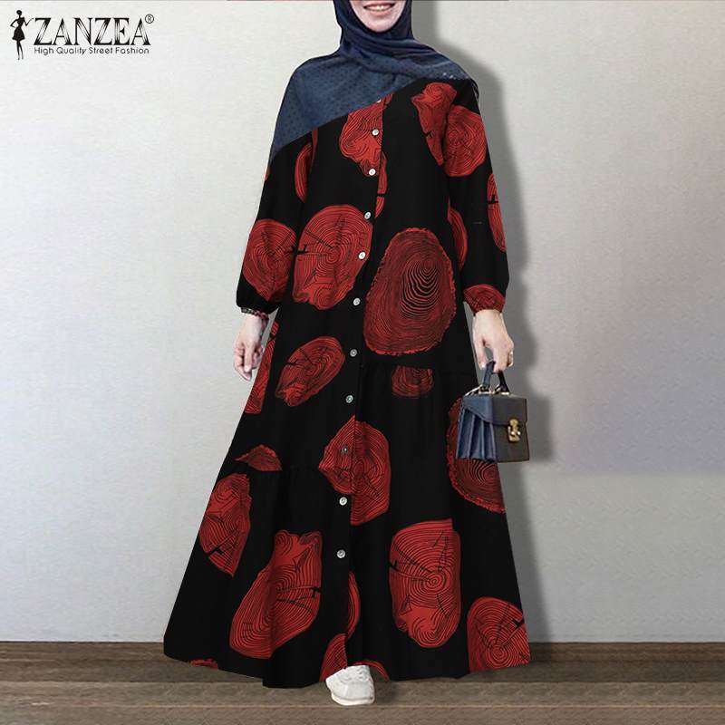 Women Dubai Abaya Turkey Hijab Dress ZANZEA Vintage Floral Printed Sundress Autumn Long Sleeve Loose Maxi Long Vestido Kaftan Women Dubai Abaya Turkey Hijab Dress ZANZEA Vintage Floral Printed Sundress Autumn Long Sleeve Loose Maxi Long Vestido Kaftan