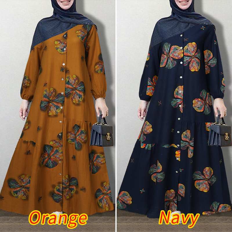 Women Dubai Abaya Turkey Hijab Dress ZANZEA Vintage Floral Printed Sundress Autumn Long Sleeve Loose Maxi Long Vestido Kaftan Women Dubai Abaya Turkey Hijab Dress ZANZEA Vintage Floral Printed Sundress Autumn Long Sleeve Loose Maxi Long Vestido Kaftan