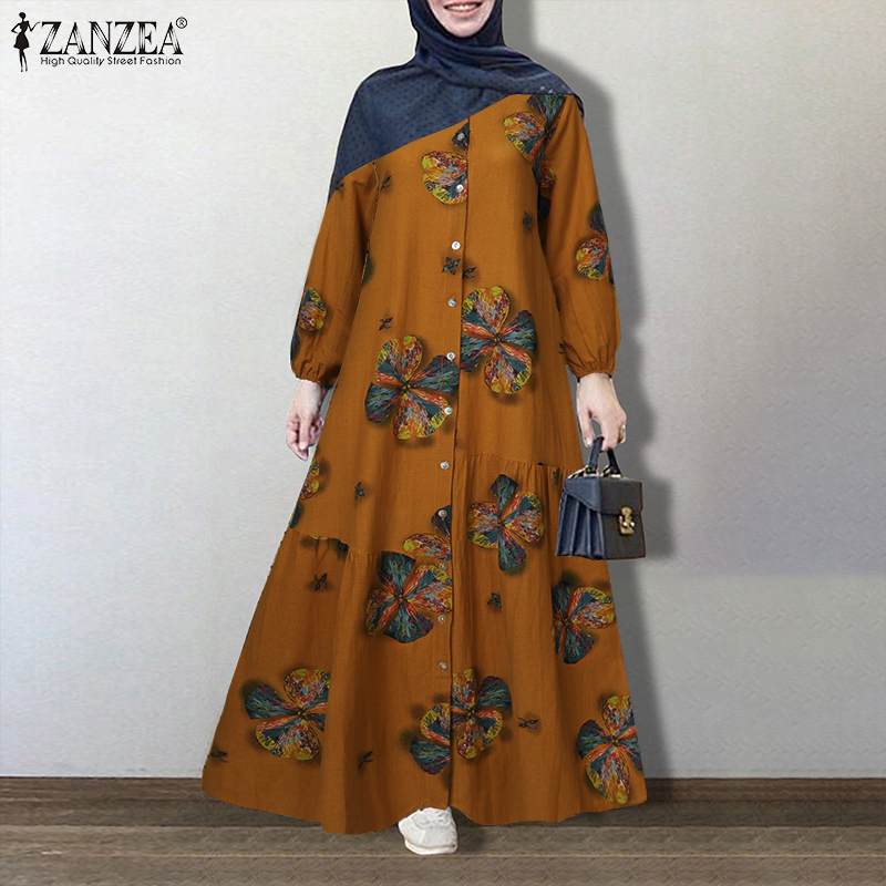 Women Dubai Abaya Turkey Hijab Dress ZANZEA Vintage Floral Printed Sundress Autumn Long Sleeve Loose Maxi Long Vestido Kaftan Women Dubai Abaya Turkey Hijab Dress ZANZEA Vintage Floral Printed Sundress Autumn Long Sleeve Loose Maxi Long Vestido Kaftan
