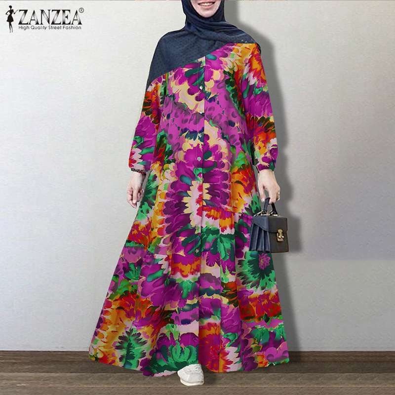 Women Dubai Abaya Turkey Hijab Dress ZANZEA Vintage Floral Printed Sundress Autumn Long Sleeve Loose Maxi Long Vestido Kaftan Women Dubai Abaya Turkey Hijab Dress ZANZEA Vintage Floral Printed Sundress Autumn Long Sleeve Loose Maxi Long Vestido Kaftan
