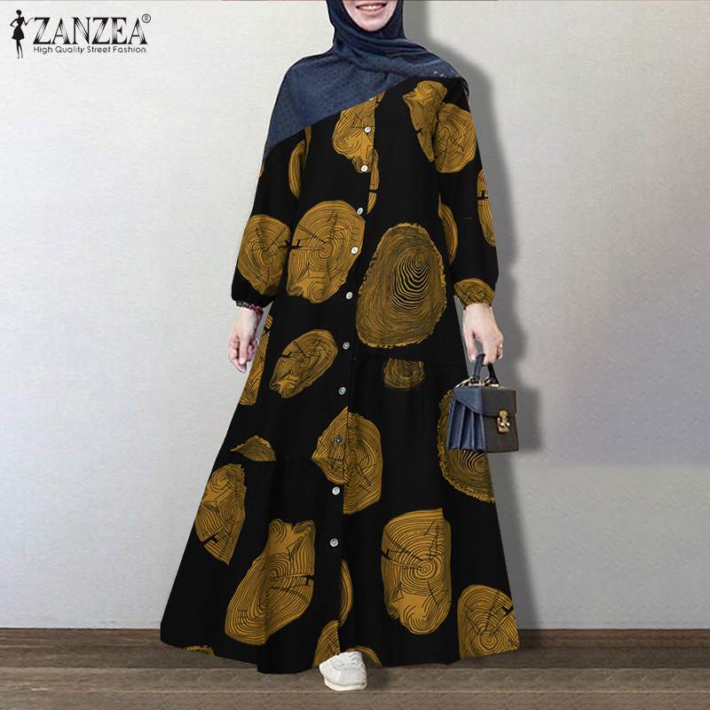 Women Dubai Abaya Turkey Hijab Dress ZANZEA Vintage Floral Printed Sundress Autumn Long Sleeve Loose Maxi Long Vestido Kaftan Women Dubai Abaya Turkey Hijab Dress ZANZEA Vintage Floral Printed Sundress Autumn Long Sleeve Loose Maxi Long Vestido Kaftan