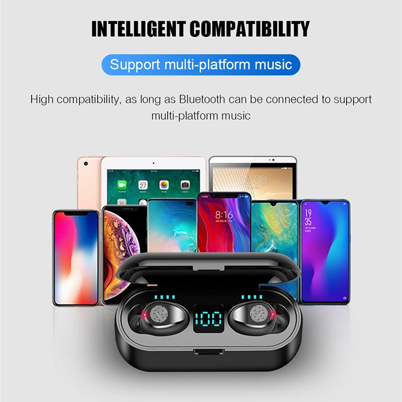 Alatour F9 Wireless Headphones 2000mAh power bank Bluetooth 5.0 Earphones Sport LED digital display Headset Charging box Alatour F9 Wireless Headphones 2000mAh power bank Bluetooth 5.0 Earphones Sport LED digital display Headset Charging box