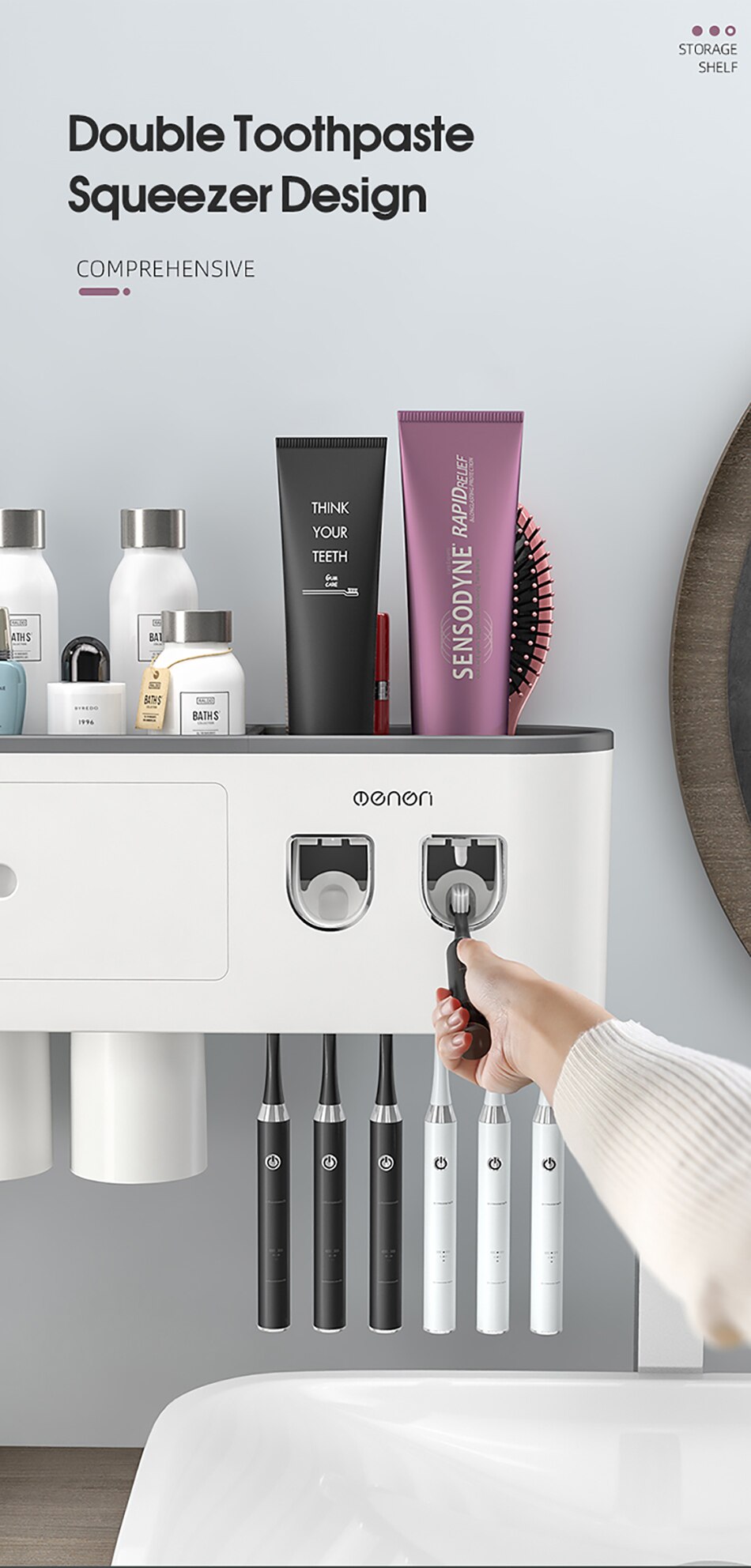 Magnetic Adsorption Inverted Toothbrush Holder Double Automatic Toothpaste Squeezer Dispenser Storage Rack Bathroom Accessories Magnetic Adsorption Inverted Toothbrush Holder Double Automatic Toothpaste Squeezer Dispenser Storage Rack Bathroom Accessories