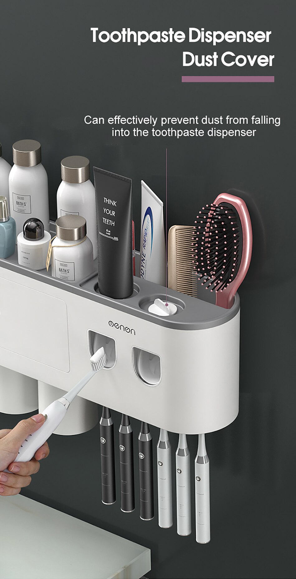 Magnetic Adsorption Inverted Toothbrush Holder Double Automatic Toothpaste Squeezer Dispenser Storage Rack Bathroom Accessories Magnetic Adsorption Inverted Toothbrush Holder Double Automatic Toothpaste Squeezer Dispenser Storage Rack Bathroom Accessories