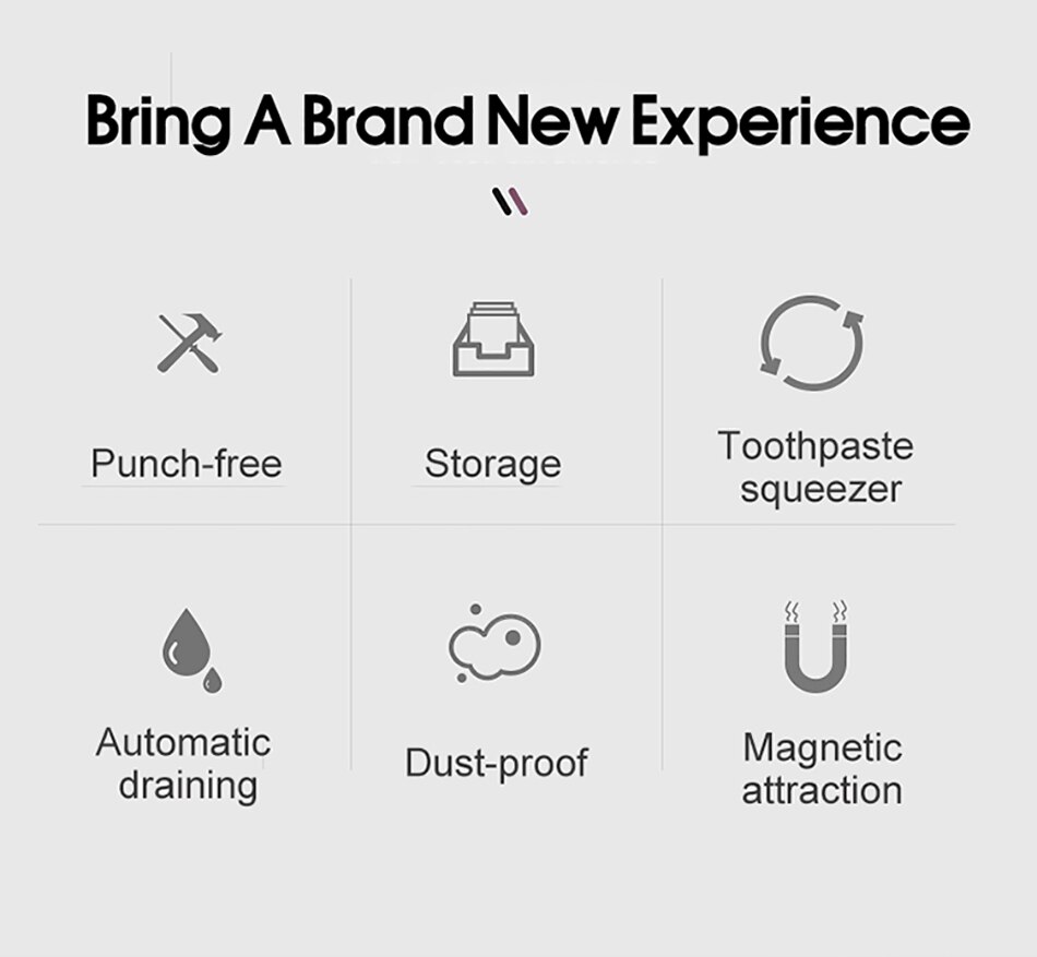 Magnetic Adsorption Inverted Toothbrush Holder Double Automatic Toothpaste Squeezer Dispenser Storage Rack Bathroom Accessories Magnetic Adsorption Inverted Toothbrush Holder Double Automatic Toothpaste Squeezer Dispenser Storage Rack Bathroom Accessories