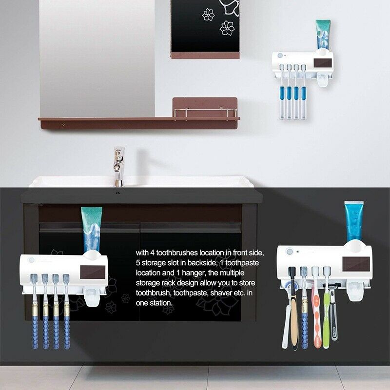 Automatic Toothpaste Dispenser Toothbrush Holder Storage Rack Wall Mount Holder Bathroom Accessories Toothpaste Squeezer Set Automatic Toothpaste Dispenser Toothbrush Holder Storage Rack Wall Mount Holder Bathroom Accessories Toothpaste Squeezer Set
