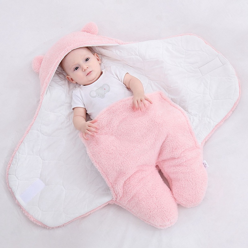 Baby Sleeping Bag Ultra-Soft Fluffy Fleece Newborn Receiving Blanket Infant Boys Girls Clothes Sleep Nursery Wrap Swaddle