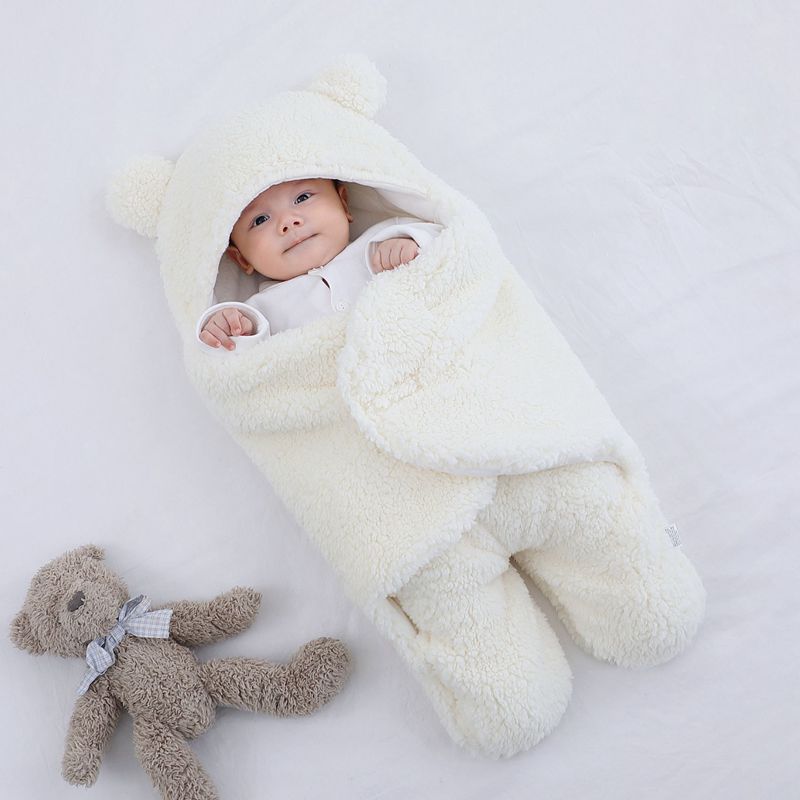 Baby Sleeping Bag Ultra-Soft Fluffy Fleece Newborn Receiving Blanket Infant Boys Girls Clothes Sleep Nursery Wrap Swaddle