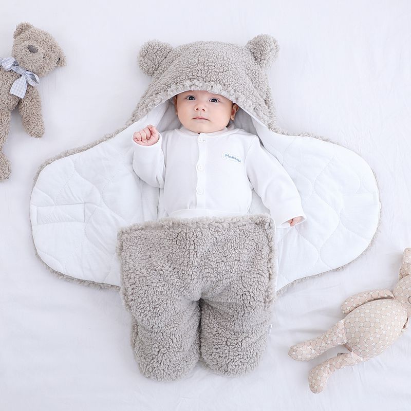 Baby Sleeping Bag Ultra-Soft Fluffy Fleece Newborn Receiving Blanket Infant Boys Girls Clothes Sleep Nursery Wrap Swaddle