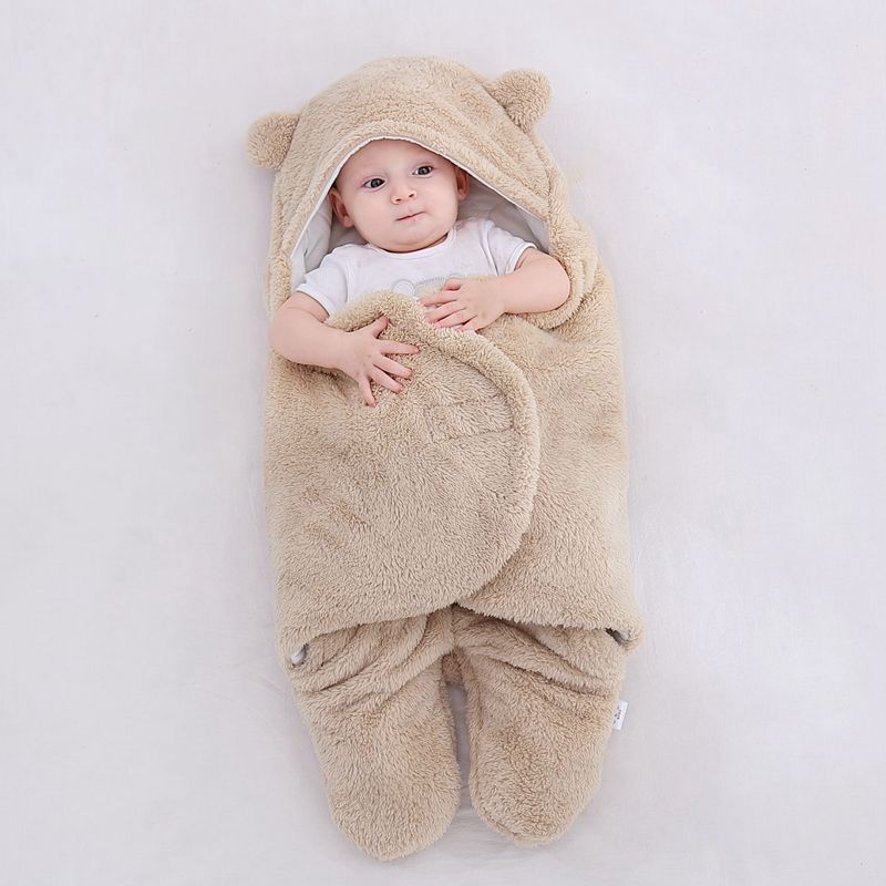 Baby Sleeping Bag Ultra-Soft Fluffy Fleece Newborn Receiving Blanket Infant Boys Girls Clothes Sleep Nursery Wrap Swaddle