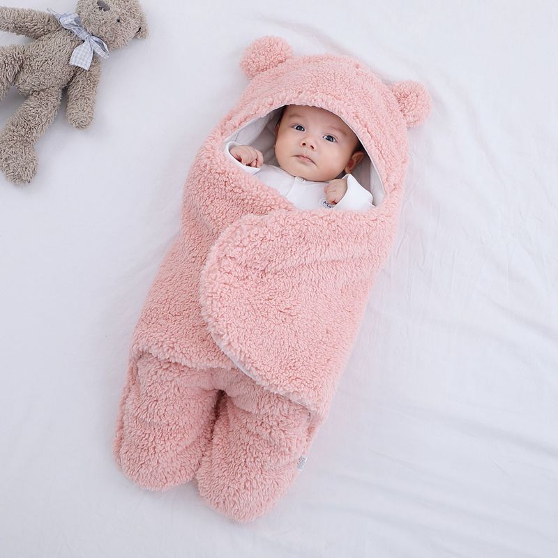 Baby Sleeping Bag Ultra-Soft Fluffy Fleece Newborn Receiving Blanket Infant Boys Girls Clothes Sleep Nursery Wrap Swaddle