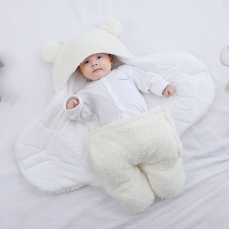 Baby Sleeping Bag Ultra-Soft Fluffy Fleece Newborn Receiving Blanket Infant Boys Girls Clothes Sleep Nursery Wrap Swaddle