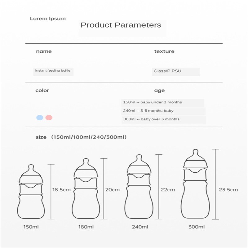 Baby PPSU Glass PP Bottle Three Materials Wide-bore Quick Flush Anti-colic Newborn Milk Training Feeding Accessories Water Baby PPSU Glass PP Bottle Three Materials Wide-bore Quick Flush Anti-colic Newborn Milk Training Feeding Accessories Water