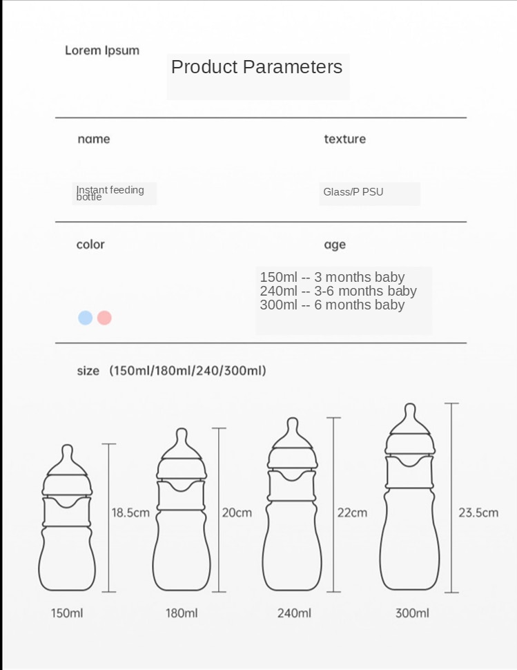 Baby PPSU Glass PP Bottle Three Materials Wide-bore Quick Flush Anti-colic Newborn Milk Training Feeding Accessories Water