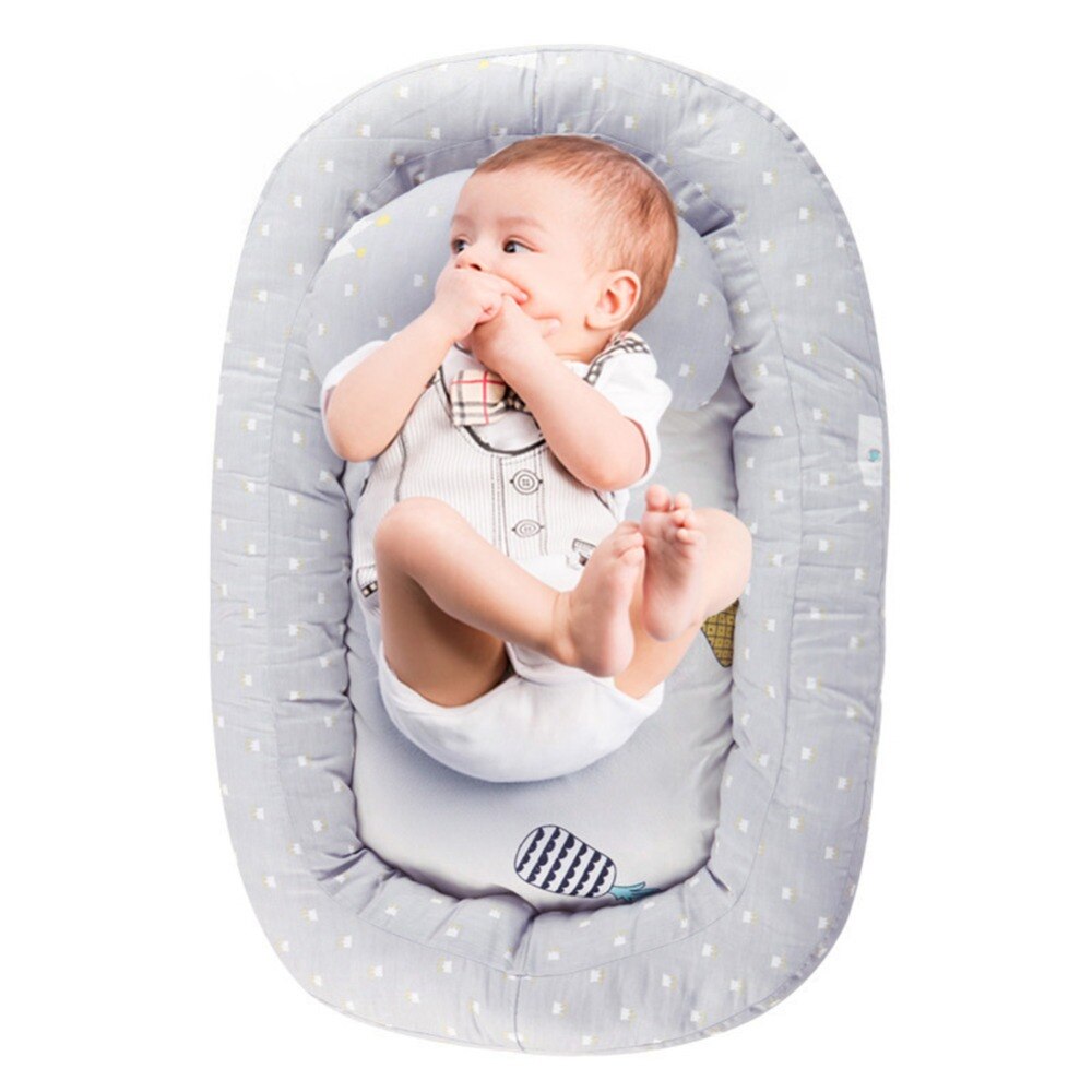 Portable Baby Nest Bed Crib Removable Washable Protect Cushion with Pillow Crib Travel Bed Infant Toddler for Newborn Baby Bed