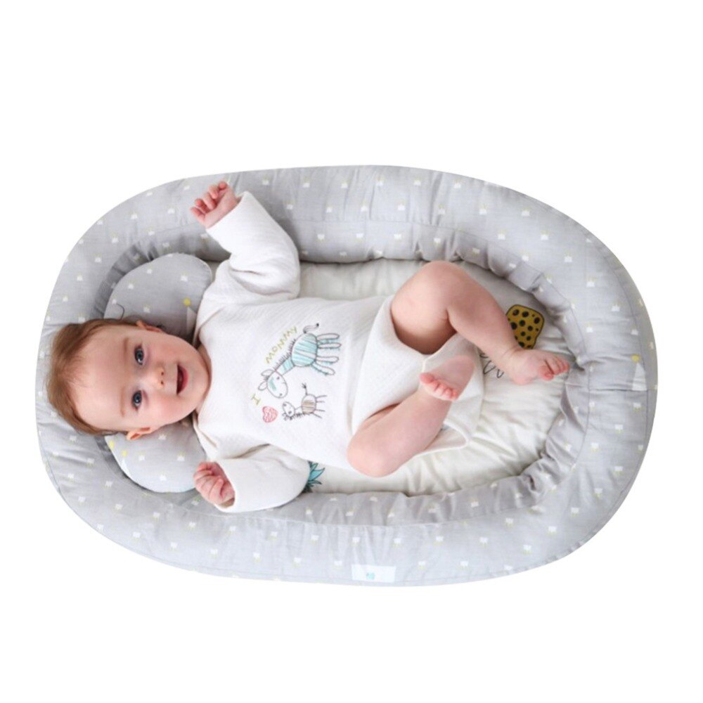 Portable Baby Nest Bed Crib Removable Washable Protect Cushion with Pillow Crib Travel Bed Infant Toddler for Newborn Baby Bed