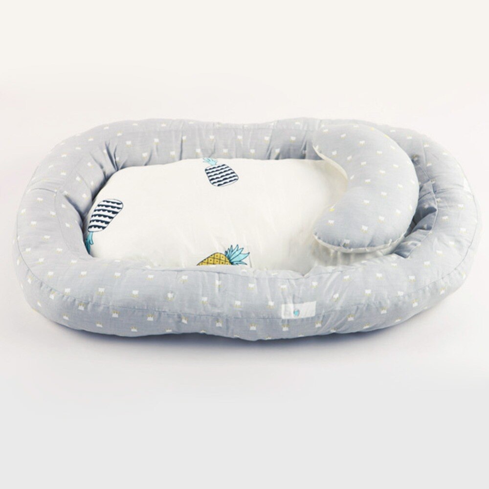 Portable Baby Nest Bed Crib Removable Washable Protect Cushion with Pillow Crib Travel Bed Infant Toddler for Newborn Baby Bed
