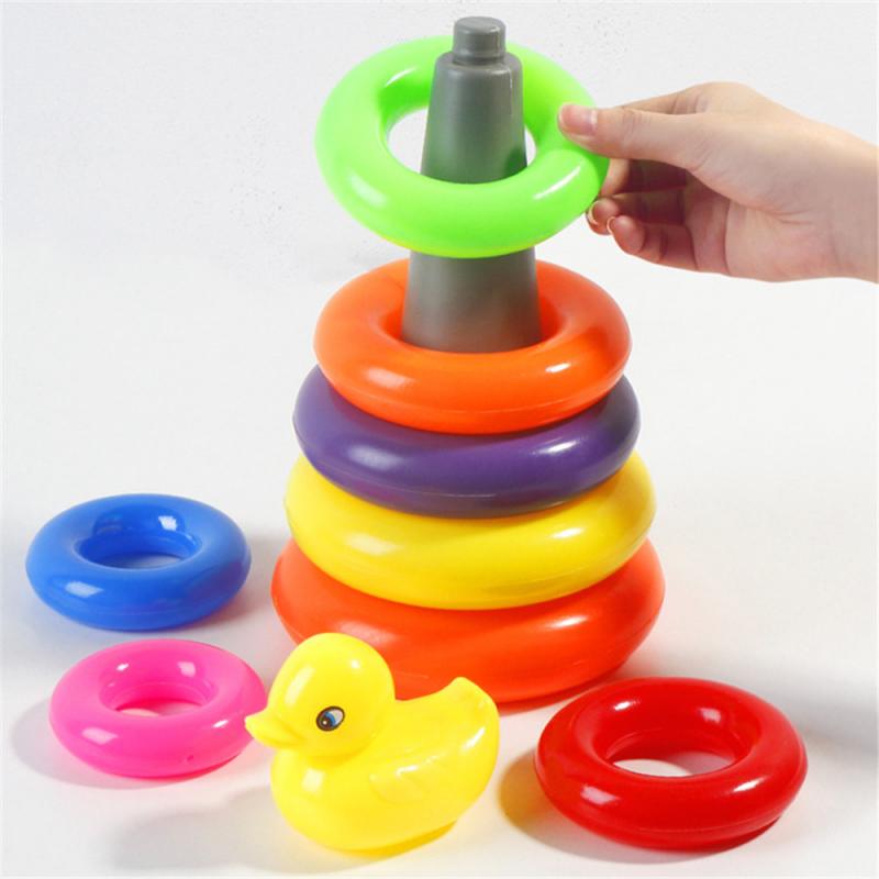 Rainbow Stacking Rings Tower Duck Toy Kids Toddler Bath Tub Play Toy Gift Early Development Play Toys Baby Brinquedos Rainbow Stacking Rings Tower Duck Toy Kids Toddler Bath Tub Play Toy Gift Early Development Play Toys Baby Brinquedos