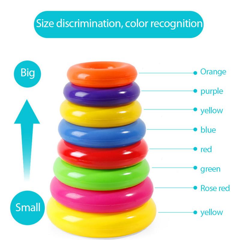 Rainbow Stacking Rings Tower Duck Toy Kids Toddler Bath Tub Play Toy Gift Early Development Play Toys Baby Brinquedos