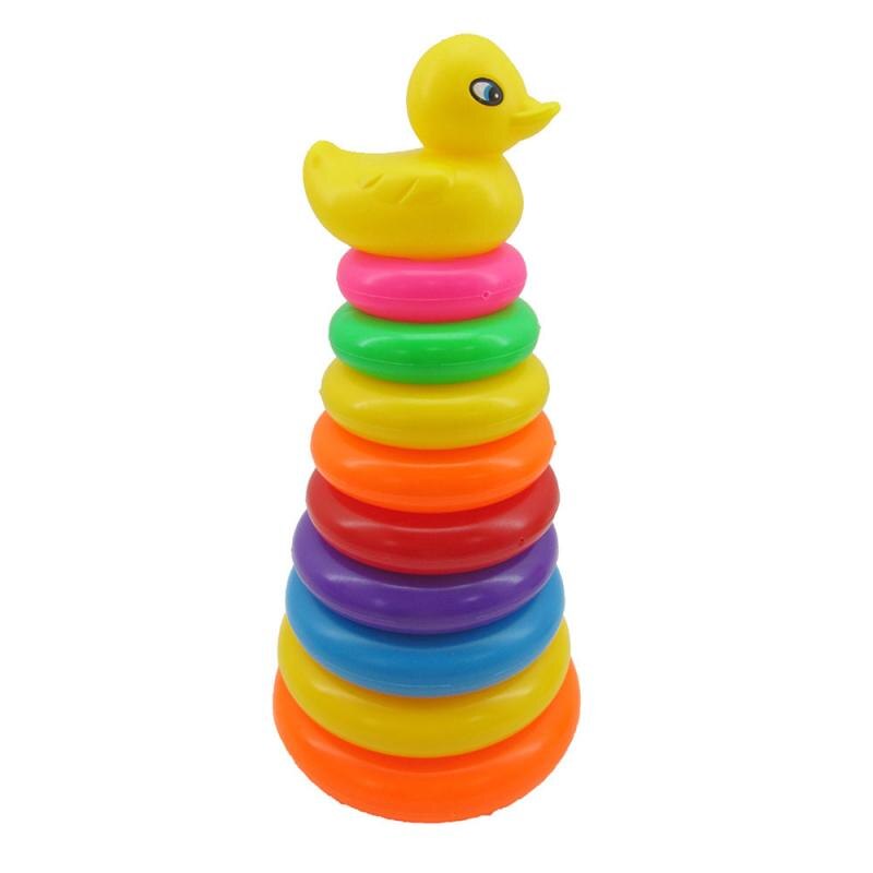 Rainbow Stacking Rings Tower Duck Toy Kids Toddler Bath Tub Play Toy Gift Early Development Play Toys Baby Brinquedos