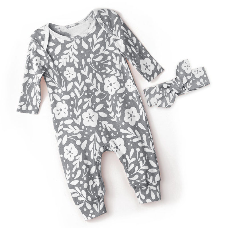 Newborn Clothes Baby Boys&Girls Long Sleeve Rompers Flower Cartoons Jumpsuit Baby Bodysuit Toddler Headwear Girl Clothing 2021