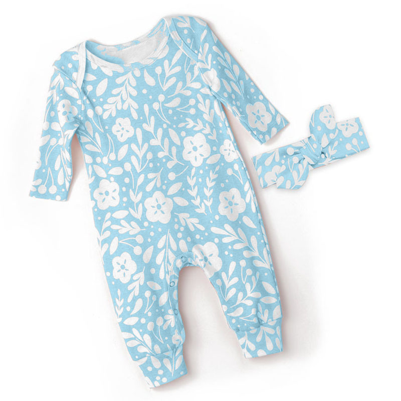 Newborn Clothes Baby Boys&Girls Long Sleeve Rompers Flower Cartoons Jumpsuit Baby Bodysuit Toddler Headwear Girl Clothing 2021