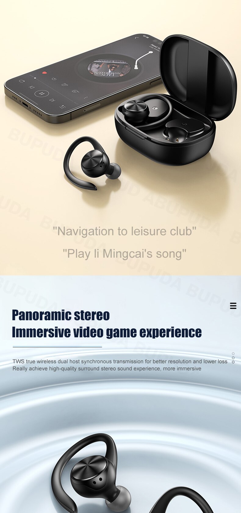 Sports Bluetooth Wireless Ear hooks  Earphones with Mic IPX5 Waterproof Sports Bluetooth Wireless Ear hooks  Earphones with Mic IPX5 Waterproof