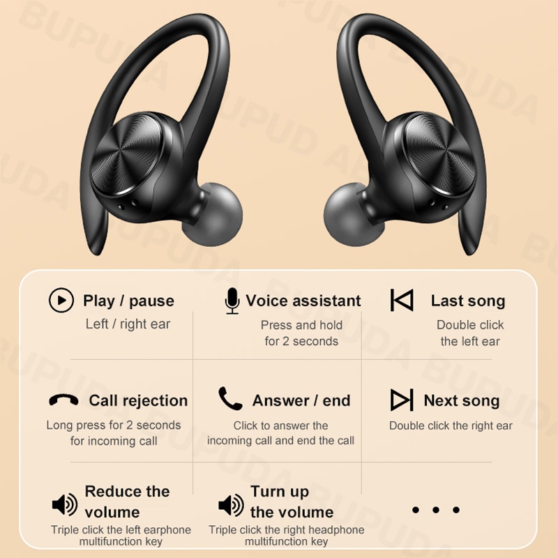 Sports Bluetooth Wireless Ear hooks Earphones with Mic IPX5 Waterproof Sports Bluetooth Wireless Ear hooks Earphones with Mic IPX5 Waterproof