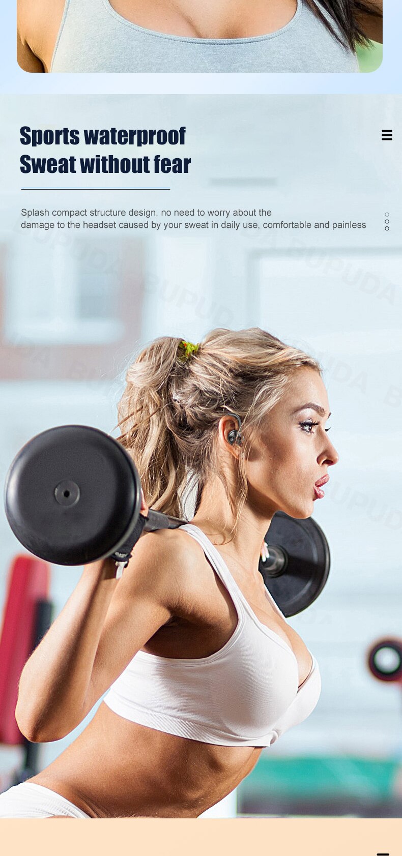 Sports Bluetooth Wireless Ear hooks  Earphones with Mic IPX5 Waterproof Sports Bluetooth Wireless Ear hooks  Earphones with Mic IPX5 Waterproof