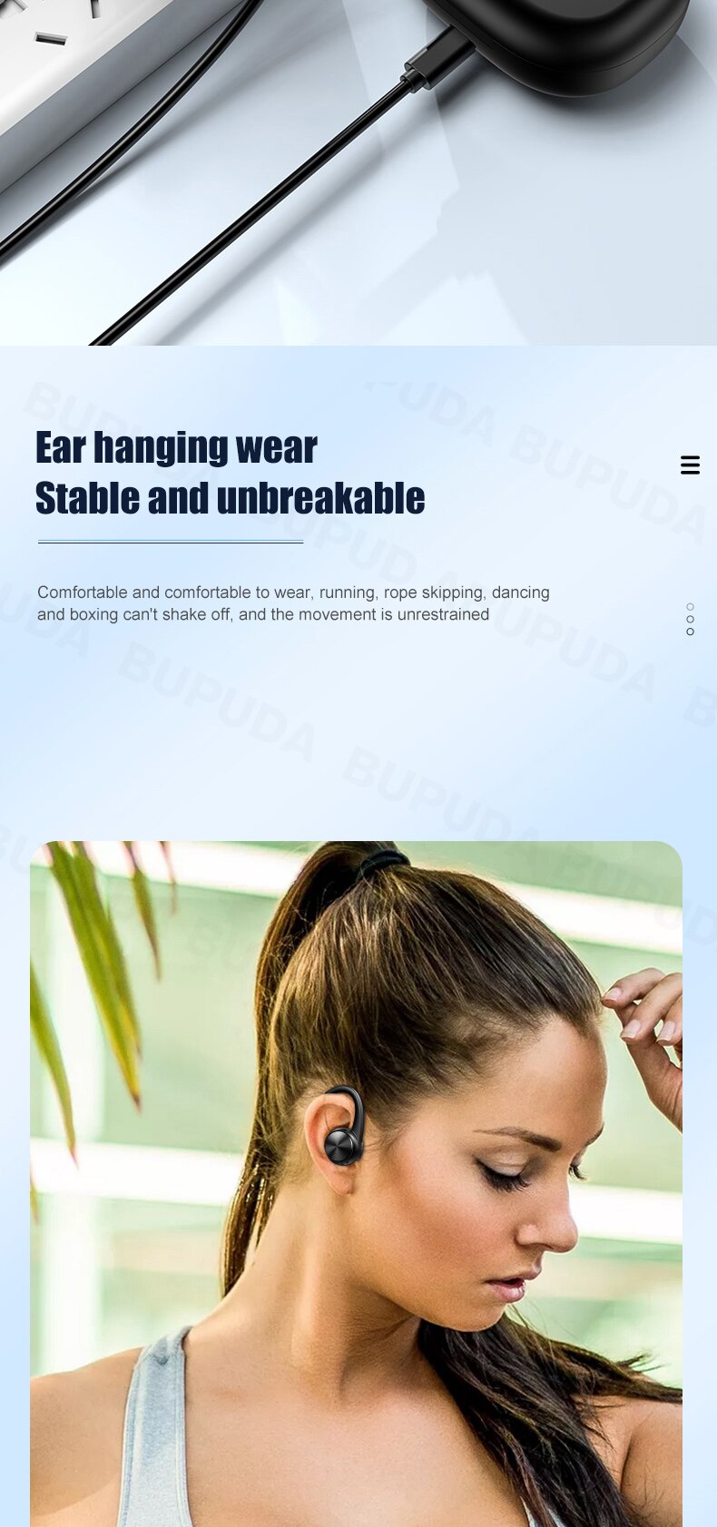 Sports Bluetooth Wireless Ear hooks  Earphones with Mic IPX5 Waterproof Sports Bluetooth Wireless Ear hooks  Earphones with Mic IPX5 Waterproof