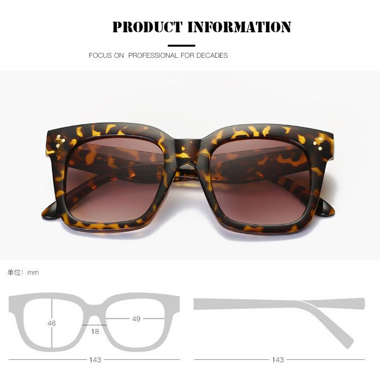 Vintage Women Luxury Square Sunglasses Brand Designer Retro Big Frame