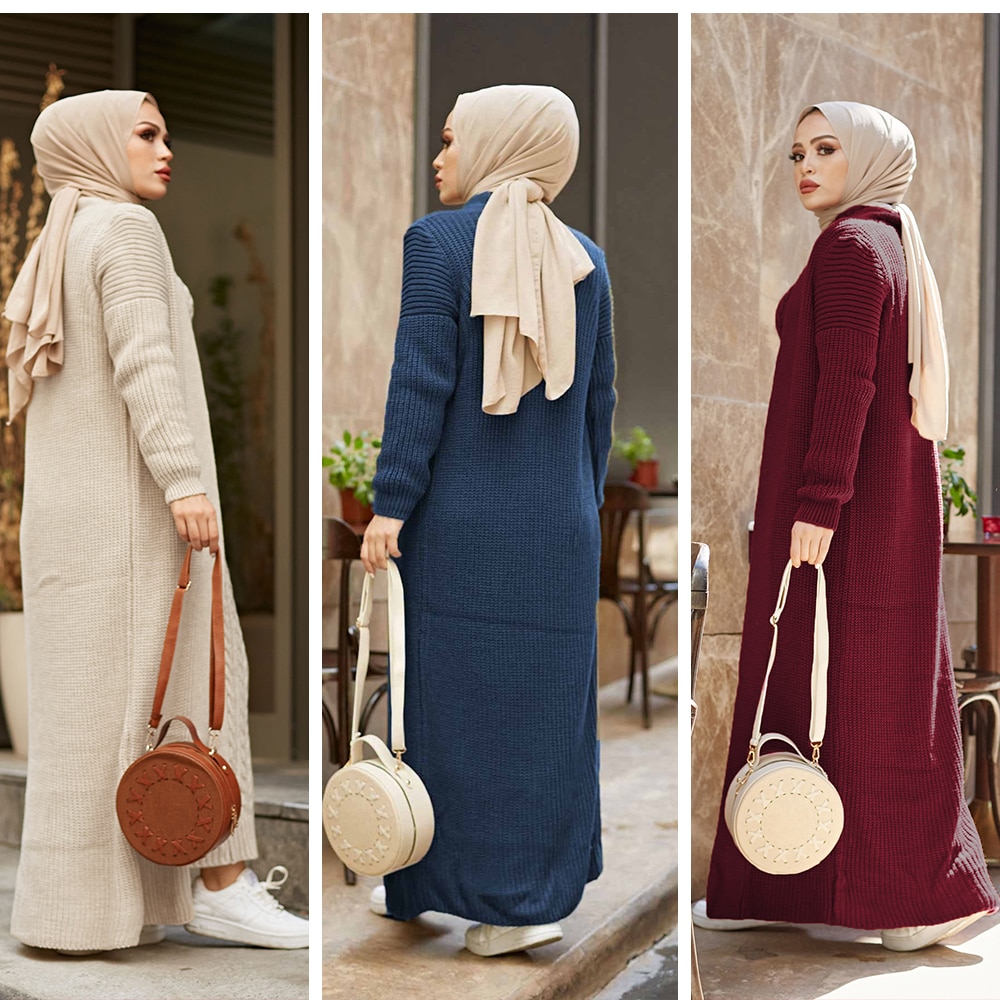 Women Dress New Season Winter 2 Piece Hijab Knitwear Suit Islamic Muslim Clothing Long Cardigan Model Made in Turkey Women Dress New Season Winter 2 Piece Hijab Knitwear Suit Islamic Muslim Clothing Long Cardigan Model Made in Turkey