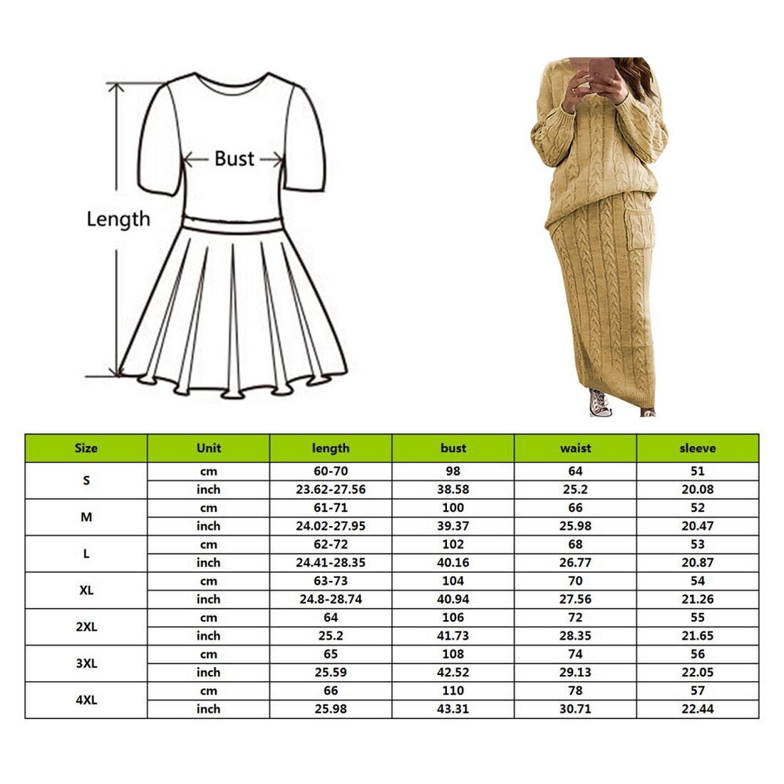 2 Piece Set Long Sleeve Knitted Sweater Bodycon  Pullover Long Pencil Skirt Suit 2 Piece Set Long Sleeve Knitted Sweater Bodycon  Pullover Long Pencil Skirt Suit