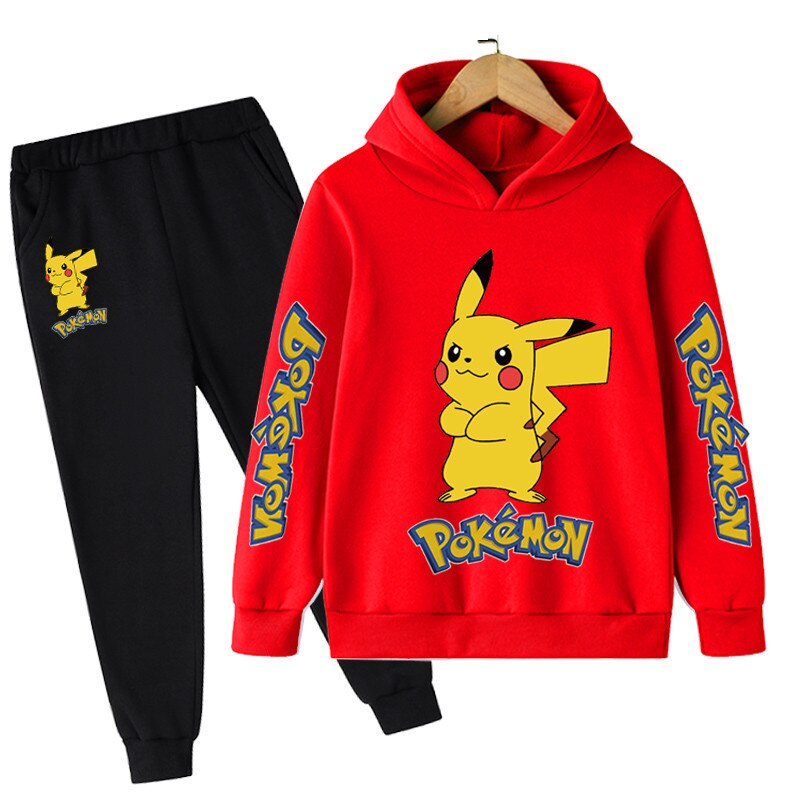 2PCS Kids Pokemon Cartoon Hoodies Outfits 4-14 Years