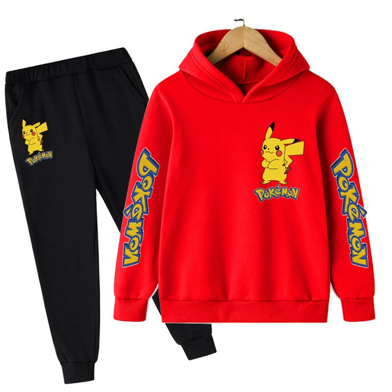 2PCS Kids Pokemon Cartoon Hoodies Outfits 4-14 Years