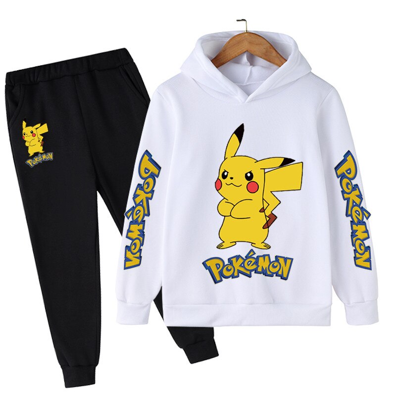 2PCS Kids Pokemon Cartoon Hoodies Outfits 4-14 Years