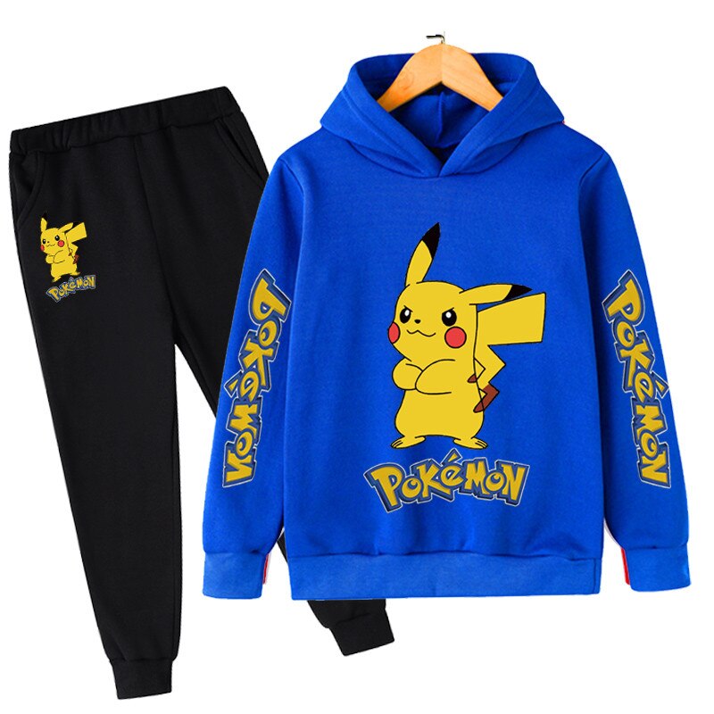 2PCS Kids Pokemon Cartoon Hoodies Outfits 4-14 Years