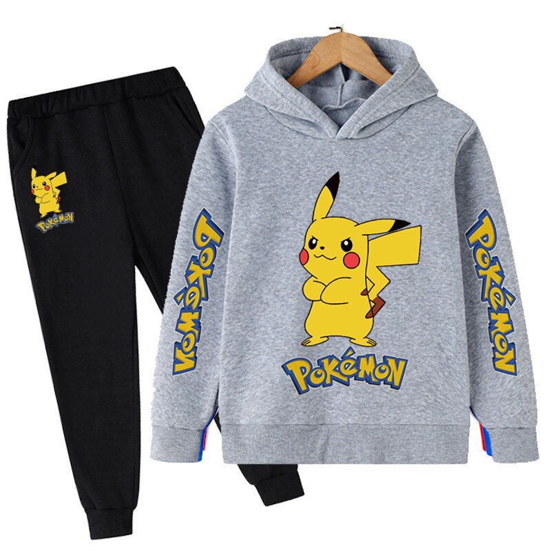 2PCS Kids Pokemon Cartoon Hoodies Outfits 4-14 Years