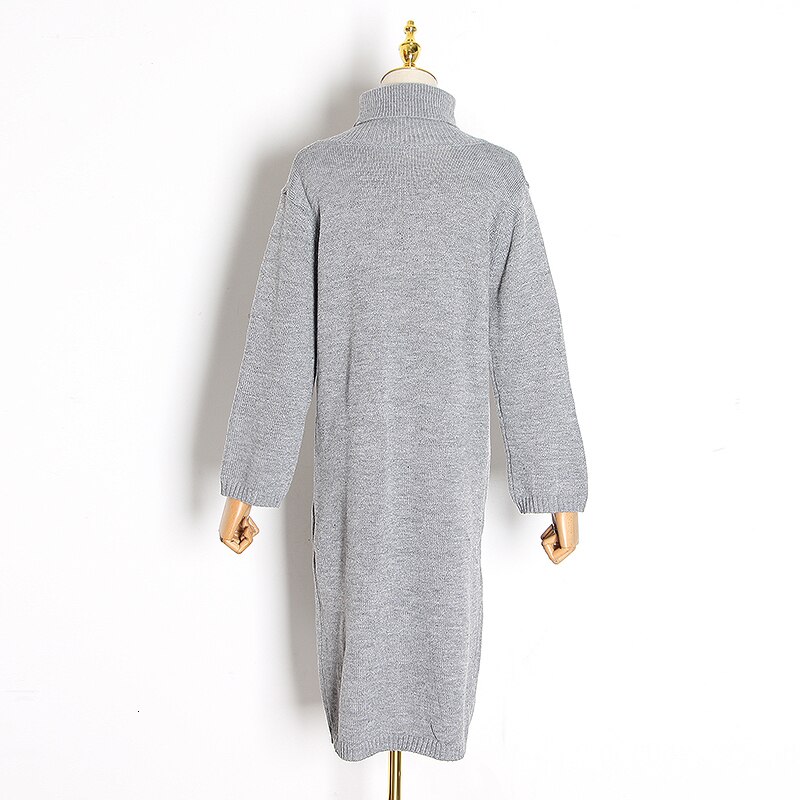 Split Black Sweater Women Long Sleeve Turtleneck Knitted Pullover Tops Split Black Sweater Women Long Sleeve Turtleneck Knitted Pullover Tops